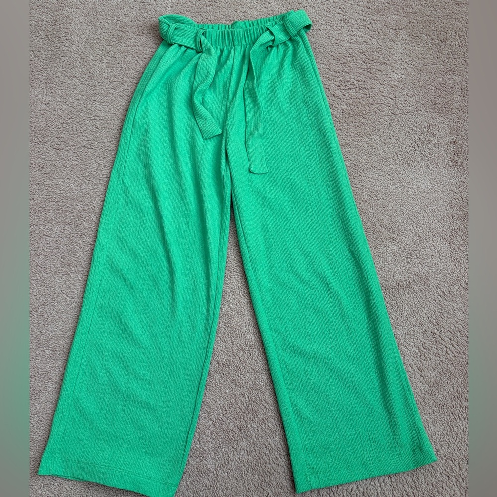 Zara Girls Green Wide-Leg Pants | Size 9–10